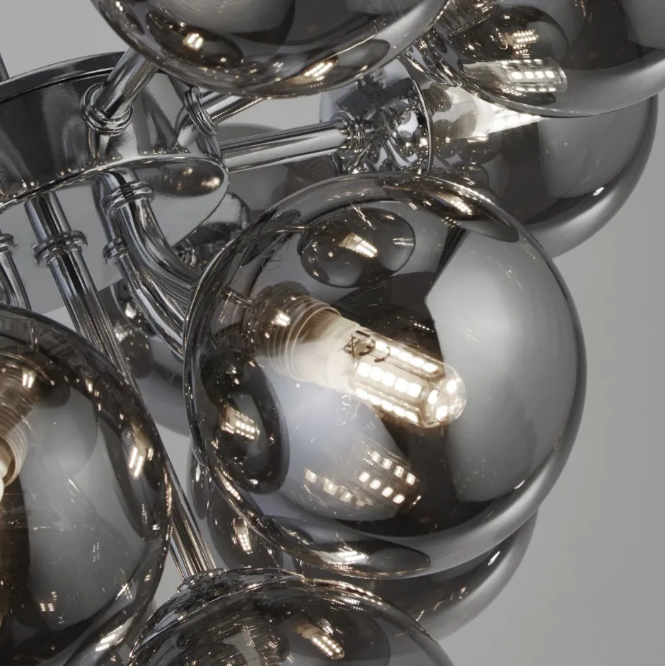 Deckenleuchten|Esszimmer Lampen*Searchlight Deckenlampe Rauchglas Ø 41 cm 13x G9 Grau Chrom CARTER