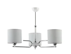 Jupiter Deckenlampe REKA Chrom Grau Stoff Esszimmer 3xE27< Deckenleuchten|Schlafzimmer Lampen