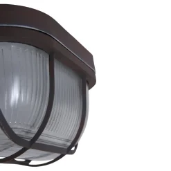 Deckenleuchten|Flurlampen*Steinhauer Deckenlampe Riffelglas Metall Braun L:21 cm Industrie