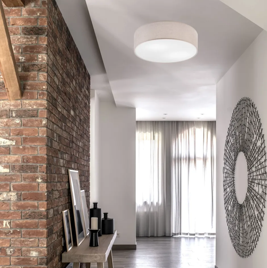 Lamkur Deckenlampe rund Ø 45 cm für 2x E27 Stoff blendarm Modern< Deckenleuchten|Flurlampen