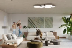 Deckenleuchten|Flurlampen*Sollux Deckenlampe rund Ø 55 cm Grau 4x E27 blendarm ATISS