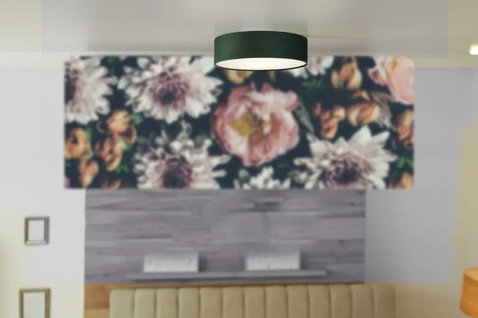 Wohnzimmerlampen|Schlafzimmer Lampen*Searchlight Deckenlampe rund Ø 38 cm H: 10 cm Samt Schirm Grün 2x E27