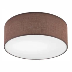 Deckenleuchten|Flurlampen*Lamkur Deckenlampe rund Ø 35 cm Modern Stoff blendarm Braun für E27