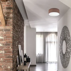 Deckenleuchten|Flurlampen*Lamkur Deckenlampe rund Ø 35 cm Modern Stoff blendarm Braun für E27