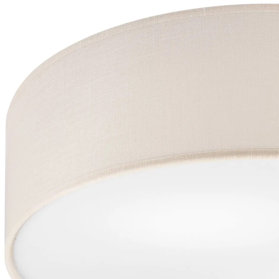 Lamkur Deckenlampe rund Ø 45 cm Modern Stoffschirm Creme 2x E27< Stofflampen|Esszimmer Lampen