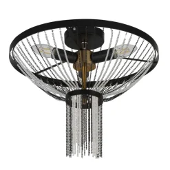 Searchlight Deckenlampe rund Ø 40 cm Schwarz Kettel Metall Acryl Kristall< Deckenleuchten|Esszimmer Lampen