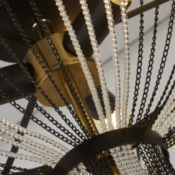 Searchlight Deckenlampe rund Ø 40 cm Schwarz Kettel Metall Acryl Kristall< Deckenleuchten|Esszimmer Lampen