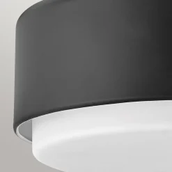 Elstead Deckenlampe rund Ø 30,5 cm Schwarz Weiß Metall Glas 2x E27< Deckenleuchten|Flurlampen