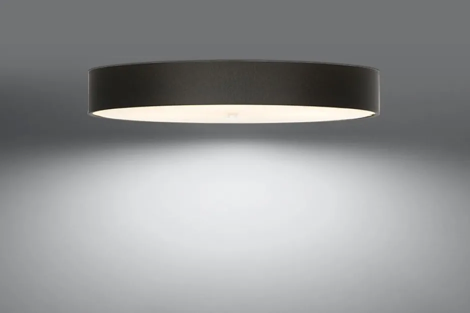 Sollux Deckenlampe rund Ø 100 cm Schwarz blendarm 6x E27 ZIROLI< Wohnzimmerlampen|Stofflampen