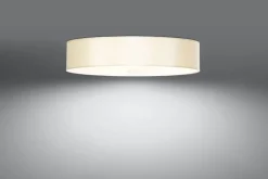 Sollux Deckenlampe rund Ø 50 cm Weiß Stoff Glas blendarm 5x E27< Deckenleuchten|Flurlampen