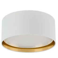 TK Lighting Deckenlampe rund Ø 45 cm Weiß Gold blendarm Stoffschirm< Deckenleuchten|Flurlampen