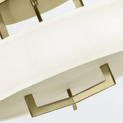 Elstead Deckenlampe rund Ø 50,8 cm 3x E27 Metall Stoff in Messing Weiß< Deckenleuchten|Bürolampen