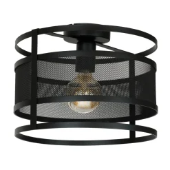 Luminex Deckenlampe rund 30 cm Schwarz Metall Mesh E27< Deckenleuchten|Flurlampen