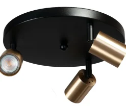 Masterlight Deckenlampe rund Ø35cm 3-flammig Metall Schwarz Gold< Deckenleuchten|Spots
