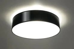 Sollux Deckenlampe rund flach Ø 55 cm blendarm 4x E27 Schwarz< Deckenleuchten|Flurlampen