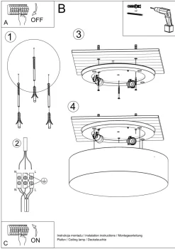 Sollux Deckenlampe rund flach Ø 55 cm blendarm 4x E27 Schwarz< Deckenleuchten|Flurlampen