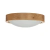 Lamkur Deckenlampe rund Holz Glas Schirm Ø27cm Wohnzimmer< Holzlampen|Moderne Lampen