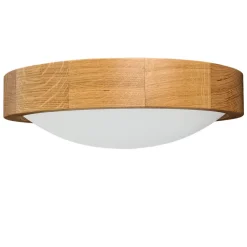 Lamkur Deckenlampe rund Holz Glas Schirm Ø27cm Wohnzimmer< Holzlampen|Moderne Lampen