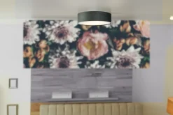 Searchlight Deckenlampe Samt Schirm rund Ø 38 cm klein Grau 2x E27< Deckenleuchten|Flurlampen