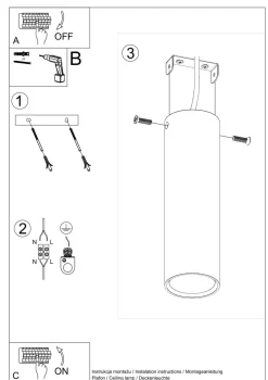 Sollux Deckenlampe schmal Ø 6 cm Modern Metall Weiß GU10< Küchenlampen|Moderne Lampen