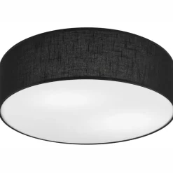 Lamkur Deckenlampe Schwarz Ø 45 cm rund flach blendarm 2x E27 Stoff< Deckenleuchten|Flurlampen