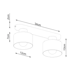 Deckenleuchten|Flurlampen*Sollux Deckenlampe Schwarz 34 cm lang Metall 2-flammig E27