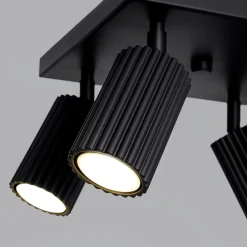 Sollux Deckenlampe Schwarz B: 25 cm klein schwenkbar 4-flammig GU10< Wohnzimmerlampen|Metall Lampen