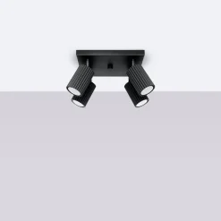 Sollux Deckenlampe Schwarz B: 25 cm klein schwenkbar 4-flammig GU10< Wohnzimmerlampen|Metall Lampen