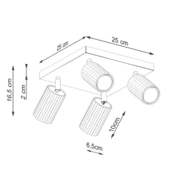 Sollux Deckenlampe Schwarz B: 25 cm klein schwenkbar 4-flammig GU10< Wohnzimmerlampen|Metall Lampen