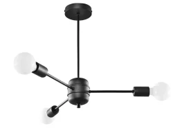Sollux Deckenlampe Schwarz 3-flammig Ø 61 cm Metall CENZI< Deckenleuchten|Wohnzimmerlampen