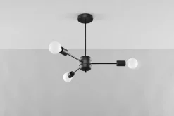 Sollux Deckenlampe Schwarz 3-flammig Ø 61 cm Metall CENZI< Deckenleuchten|Wohnzimmerlampen