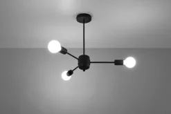 Sollux Deckenlampe Schwarz 3-flammig Ø 61 cm Metall CENZI< Deckenleuchten|Wohnzimmerlampen