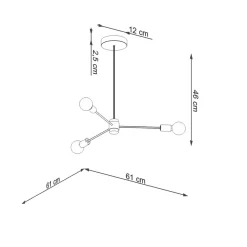 Sollux Deckenlampe Schwarz 3-flammig Ø 61 cm Metall CENZI< Deckenleuchten|Wohnzimmerlampen