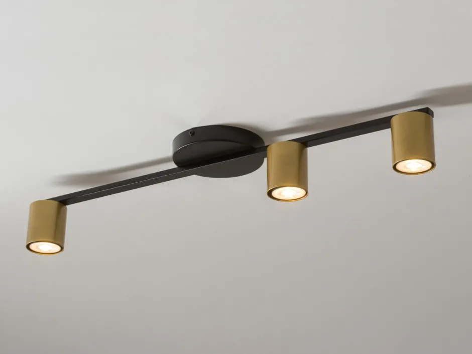 Deckenleuchten|Flurlampen*Sigma Deckenlampe Schwarz Gold GU10 Metall Zylinder stilvoll