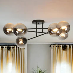 Glaslampen|Retro Lampen*Emibig Deckenlampe Schwarz Graphit E14 Glas Metall