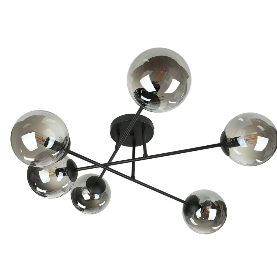 Glaslampen|Retro Lampen*Emibig Deckenlampe Schwarz Graphit E14 Glas Metall