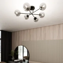 Glaslampen|Retro Lampen*Emibig Deckenlampe Schwarz Graphit E14 Glas Metall