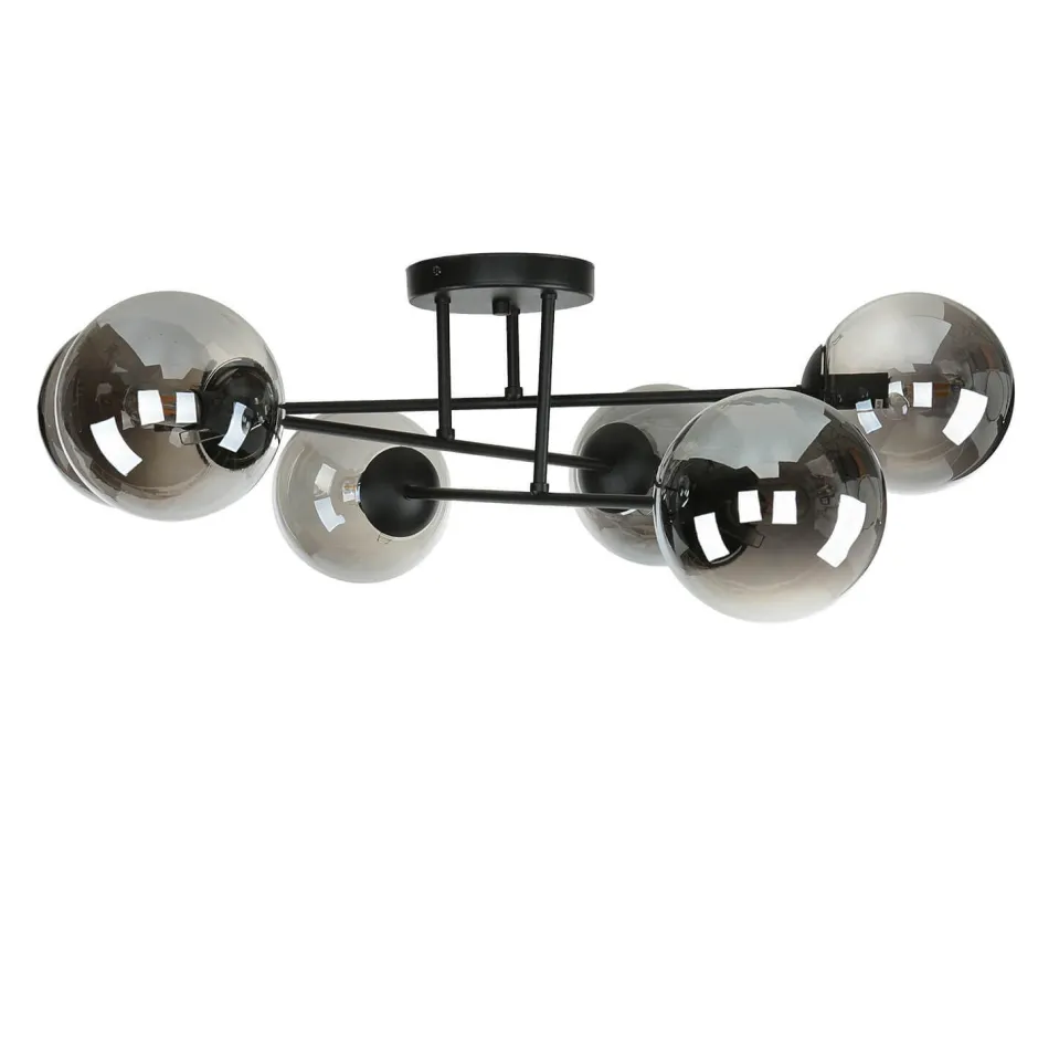 Glaslampen|Retro Lampen*Emibig Deckenlampe Schwarz Graphit E14 Glas Metall