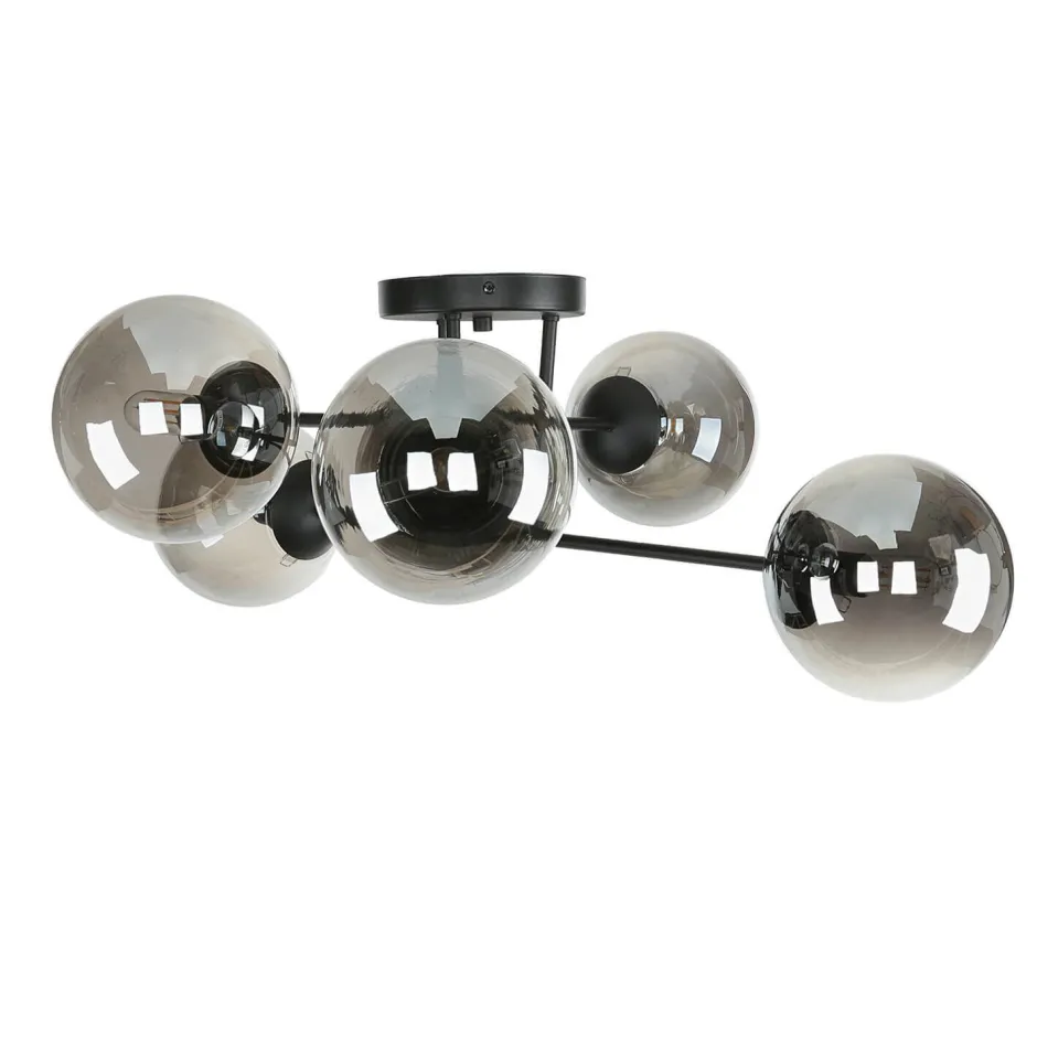 Glaslampen|Retro Lampen*Emibig Deckenlampe Schwarz Graphit E14 Glas Metall