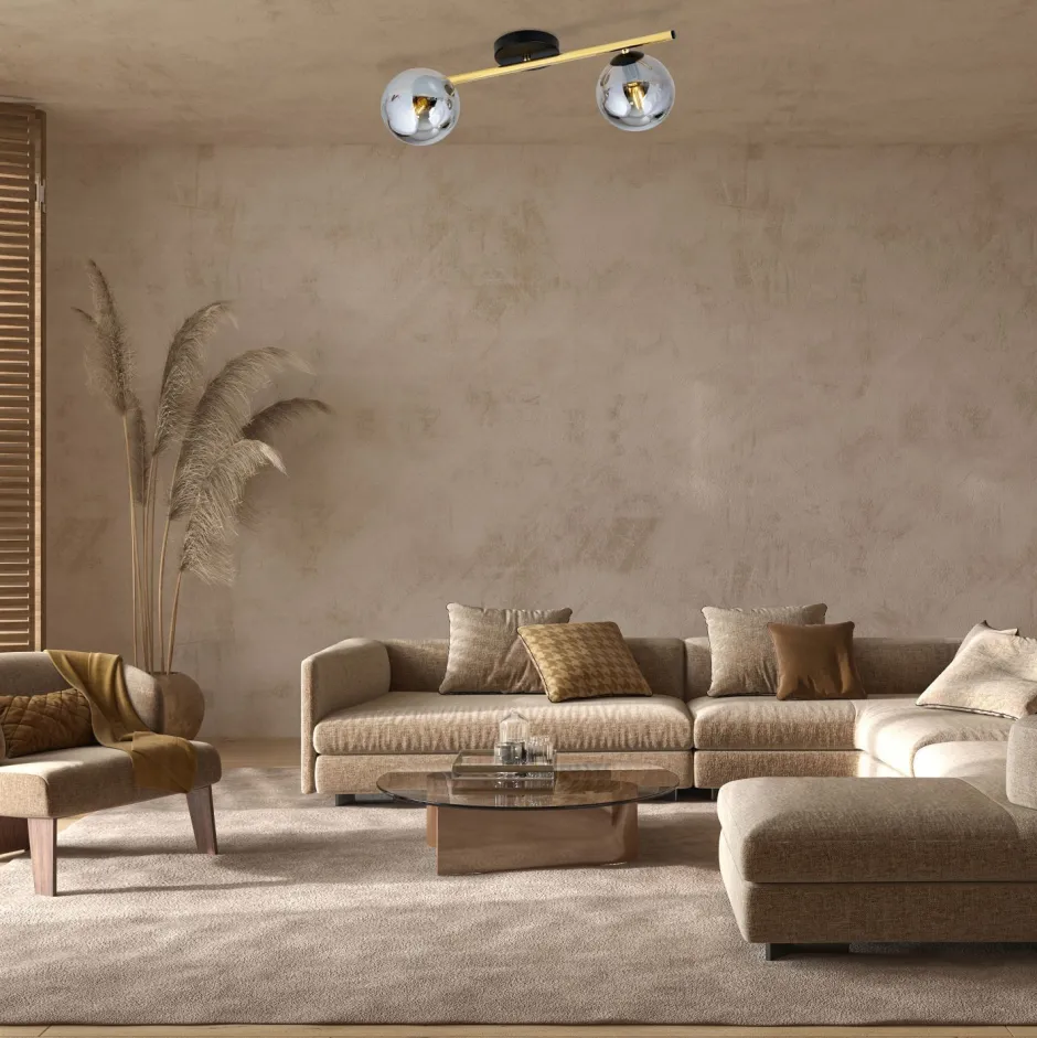 Emibig Deckenlampe Schwarz Grau Gold 55 cm klein< Deckenleuchten|Flurlampen