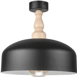 Lamkur Deckenlampe Schwarz Metall Holz E27 Ø 30 cm Skandinavisch< Deckenleuchten|Flurlampen
