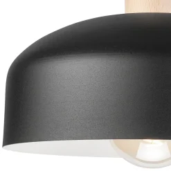 Lamkur Deckenlampe Schwarz Metall Holz E27 Ø 30 cm Skandinavisch< Deckenleuchten|Flurlampen