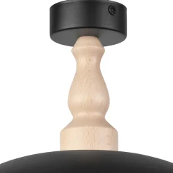 Lamkur Deckenlampe Schwarz Metall Holz E27 Ø 30 cm Skandinavisch< Deckenleuchten|Flurlampen