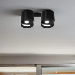 Deckenleuchten|Flurlampen*Emibig Deckenlampe Schwarz Metall Design rund 2x GU10