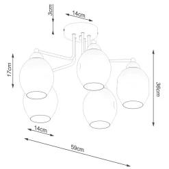 Deckenleuchten|Esszimmer Lampen*Sollux Deckenlampe Schwarz Rauchglas Metall E27 Modern