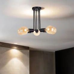 Deckenleuchten|Wohnzimmerlampen*Keter Deckenlampe Schwarz Retro E27 5-flammig dekorativ