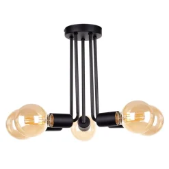 Deckenleuchten|Wohnzimmerlampen*Keter Deckenlampe Schwarz Retro E27 5-flammig dekorativ
