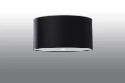 Sollux Deckenlampe Schwarz rund Ø 50 cm Stoff Glas 5x E27< Deckenleuchten|Bürolampen