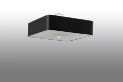 Sollux Deckenlampe Schwarz Stoff Glas quadratisch B: 55 cm< Deckenleuchten|Flurlampen