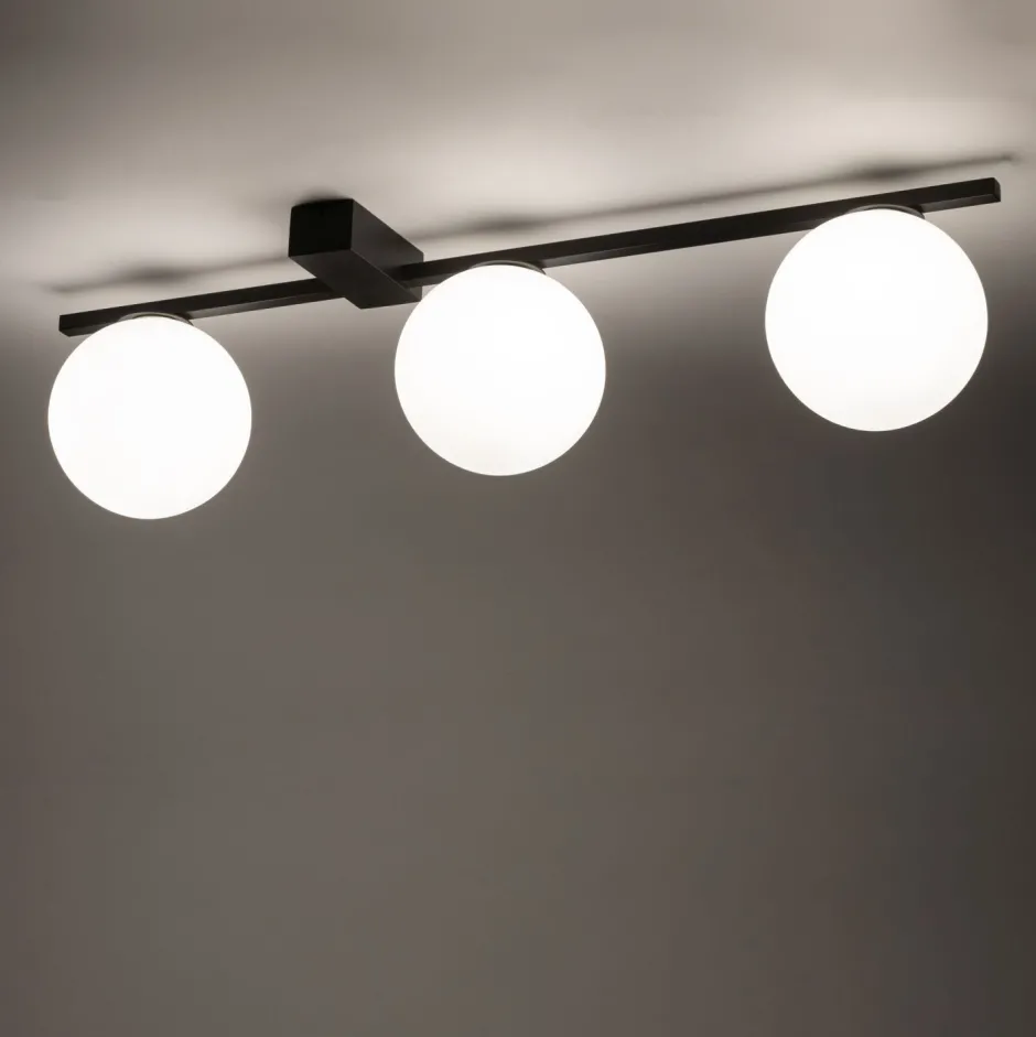 Nowodvorski Deckenlampe Schwarz Weiß 67 cm lang 3-flammig G9 Glas< Deckenleuchten|Flurlampen